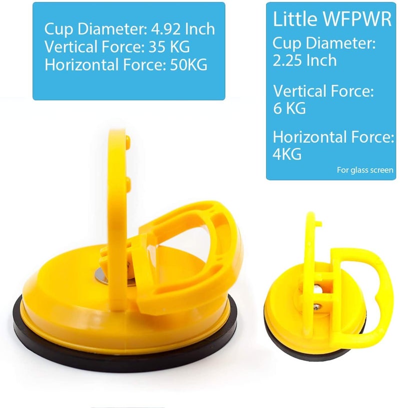 WFPOWER Yellow Suction Cup Dent Puller Handle Lifter 5inch / Dent Remover/Heavy Duty Glass Lifting Suction Cup with Small Suction Cup - Image 5
